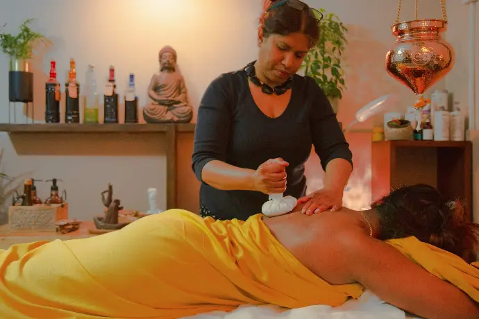 a person getting the hair done